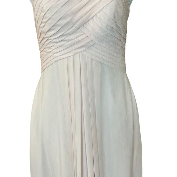 Azazie Blushing Pink A-Line Pleated Bodice Chiffon Strappy Gown 0 - Picture 4 of 14